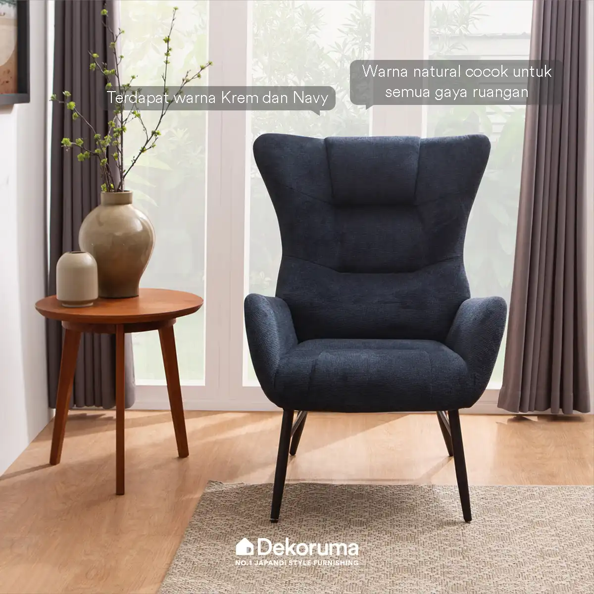Heim Studio KEIZO Sofa 1 Dudukan dengan Stool Kain - Hijau - Image 2