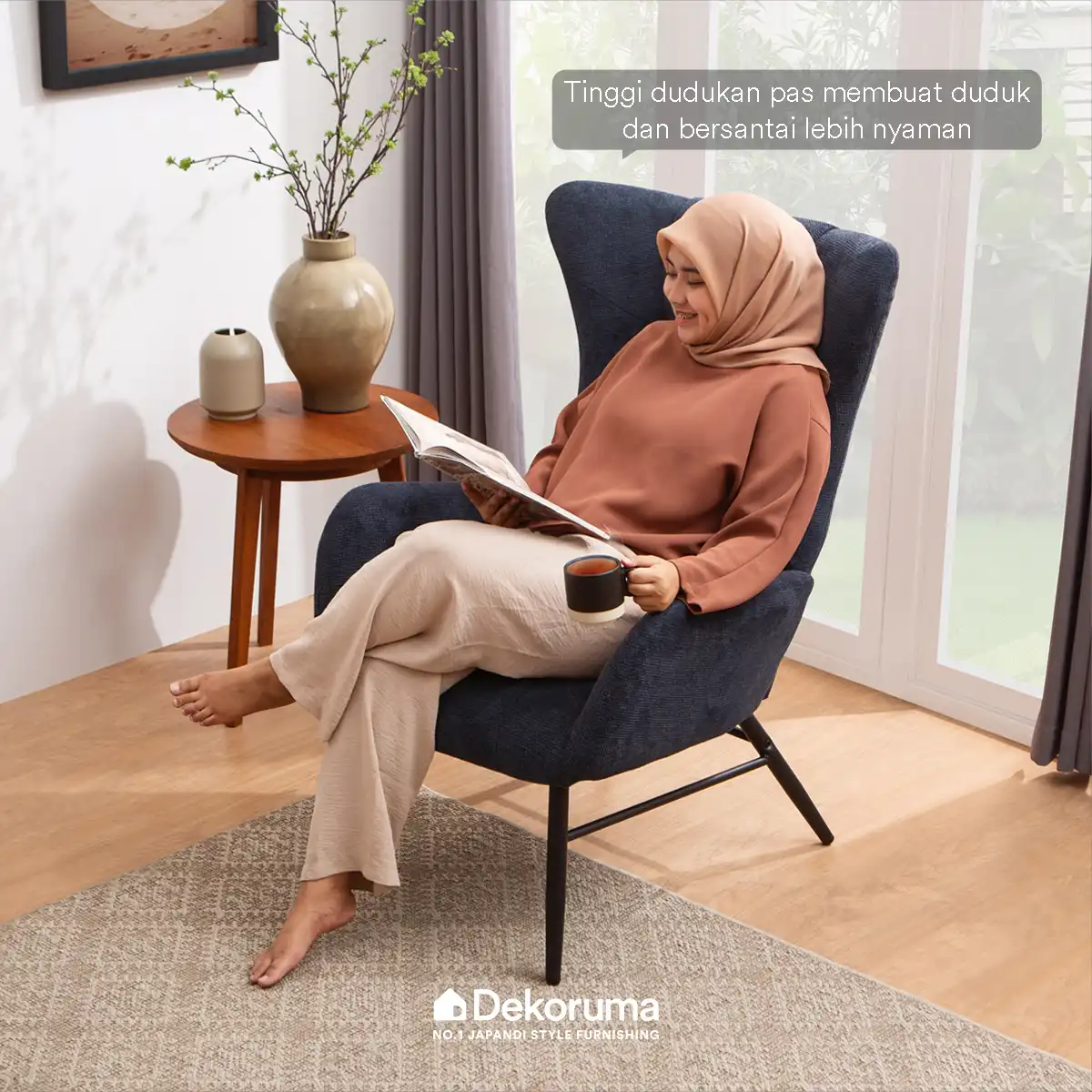 Heim Studio KEIZO Sofa 1 Dudukan dengan Stool Kain - Hijau - Image 3