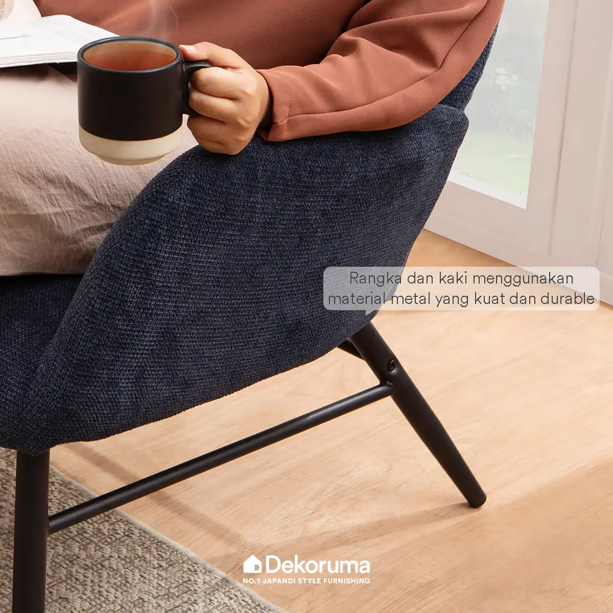 Heim Studio KEIZO Sofa 1 Dudukan dengan Stool Kain - Hijau - Image 4